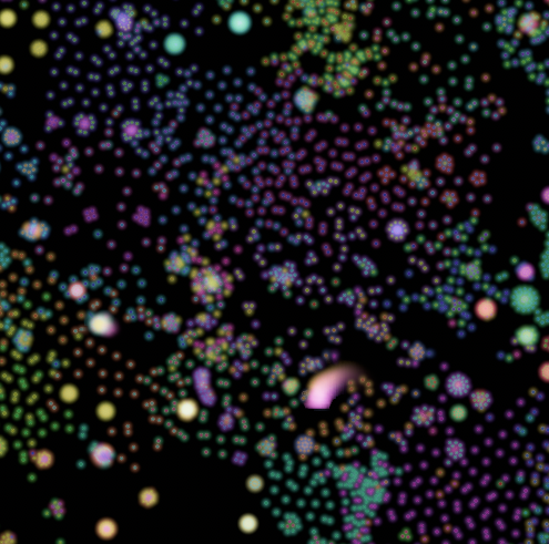 Implicit evolution extension to particle life